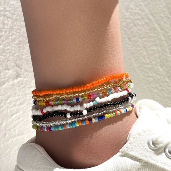Jewelry - 3 For $30 7 pcs Beaded Anklet
